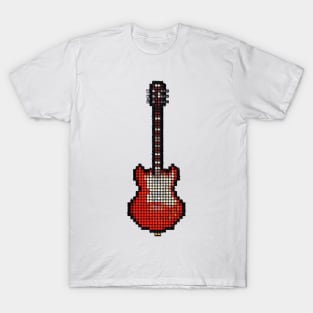 Tiled Pixel Red Pixie Guitar Upright T-Shirt